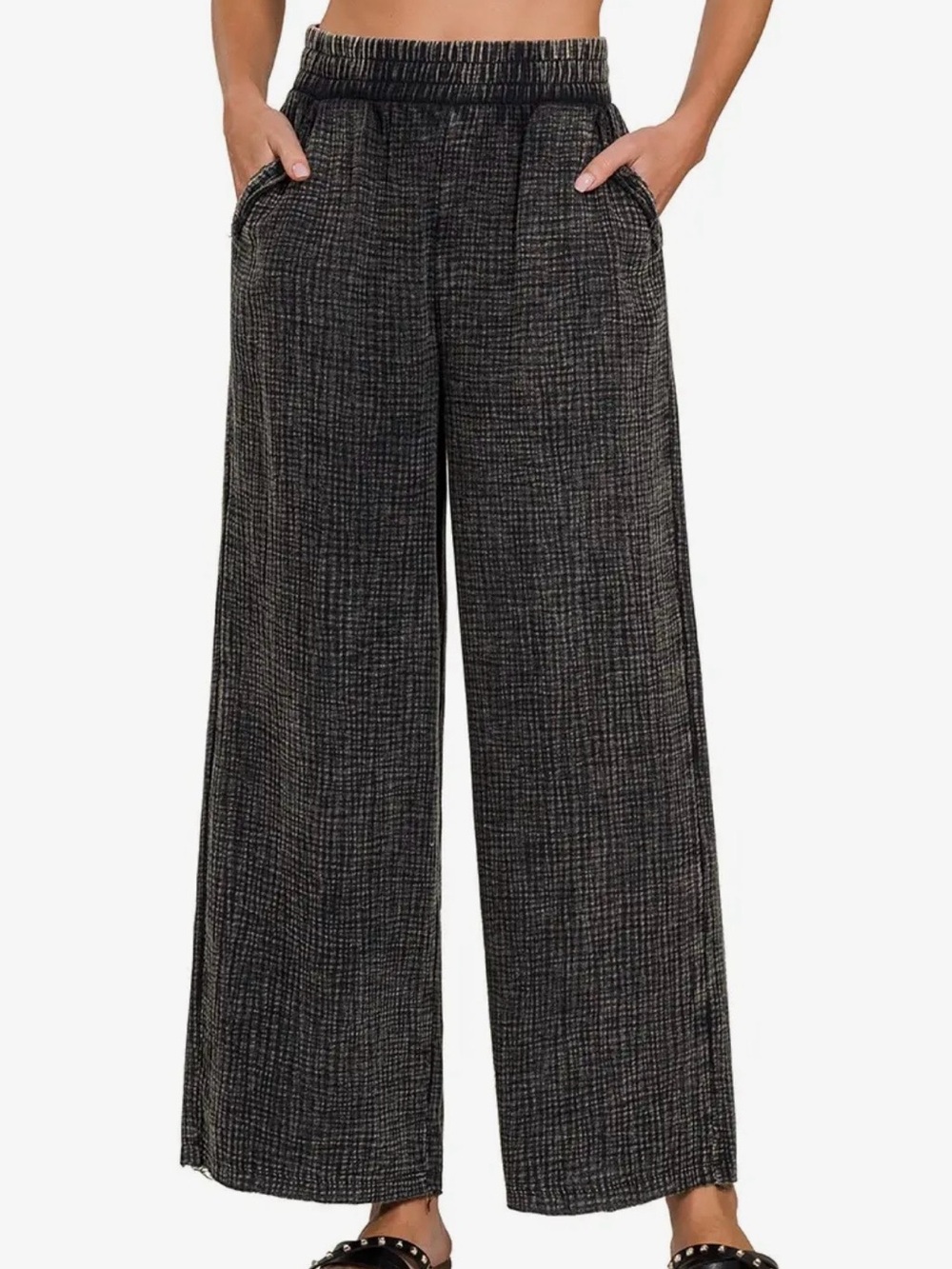 High rise, gauze, texture pants